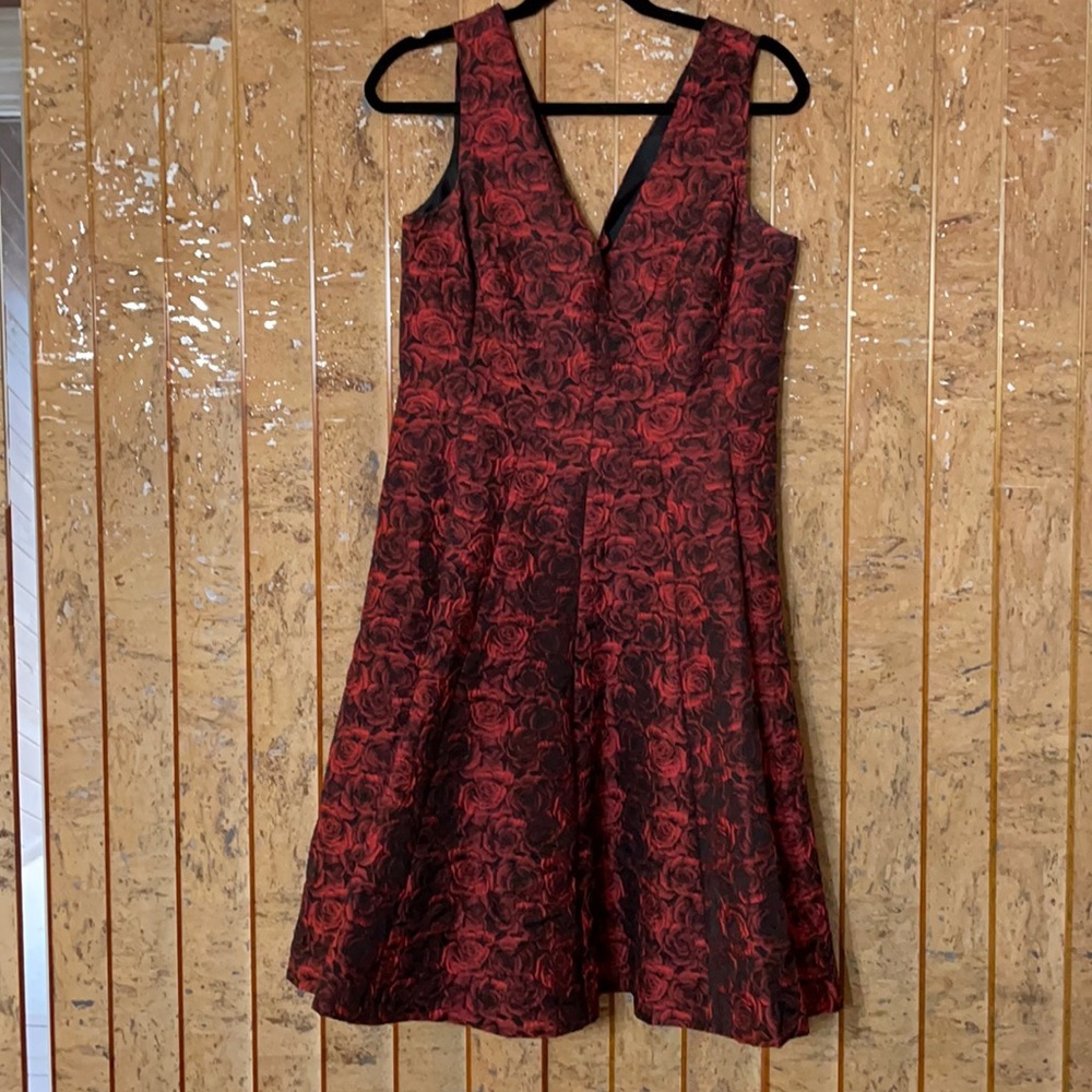 Betsey Johnson Red & Black Floral Dress. Size 12.